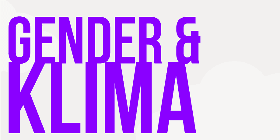 Schriftzug in lila Gender und Klima